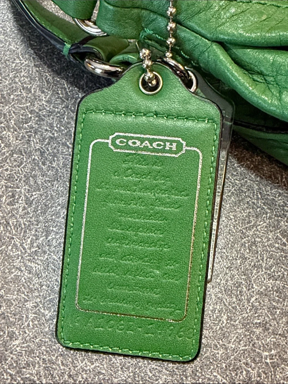 Coach Green Pebbled Leather Shoulder Hobo with matching wallet